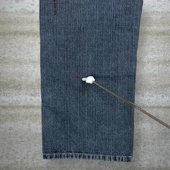 Vintage Y2K Enyce Skater Jeans 32x32 Baggy Wide Leg Dark Wash Denim Embroidered - Picture 7 of 9